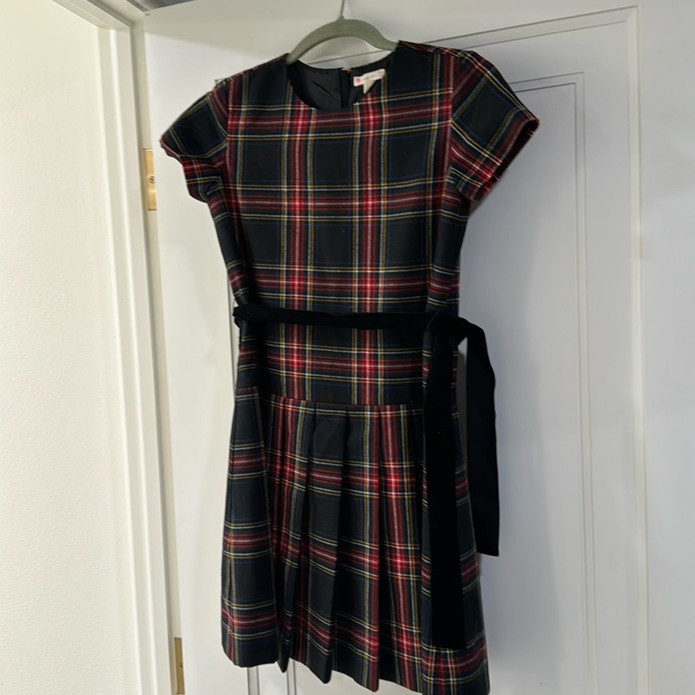 J crew Crewcuts girls plaid dress with velvet sash size 10